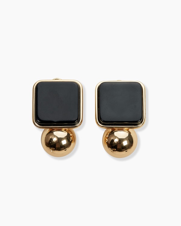 Gold Stud Earrings with Resin Squares