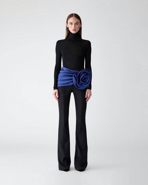 Rosette-Sash Bootcut Pant