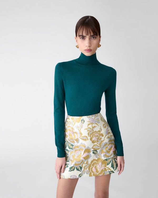 Merino-Silk Turtleneck Sweater